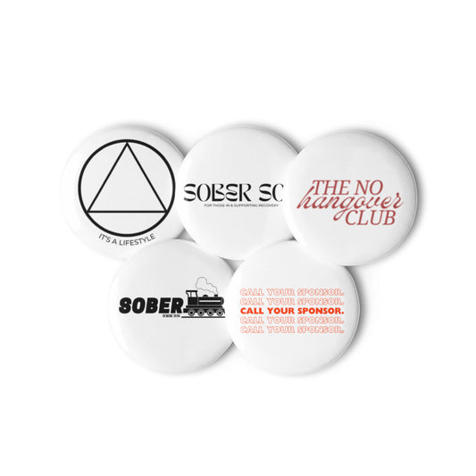 Sober Sayings 5 Pack of Pin Buttons